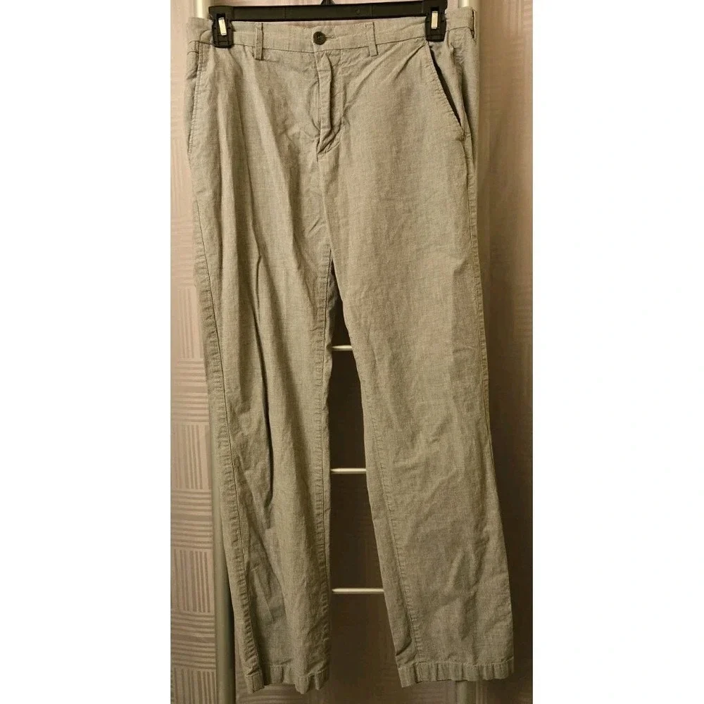 Banana Republic Kentfield Gray Chino Pants Men 33x34 (Fits 33x32) Flat Front‎